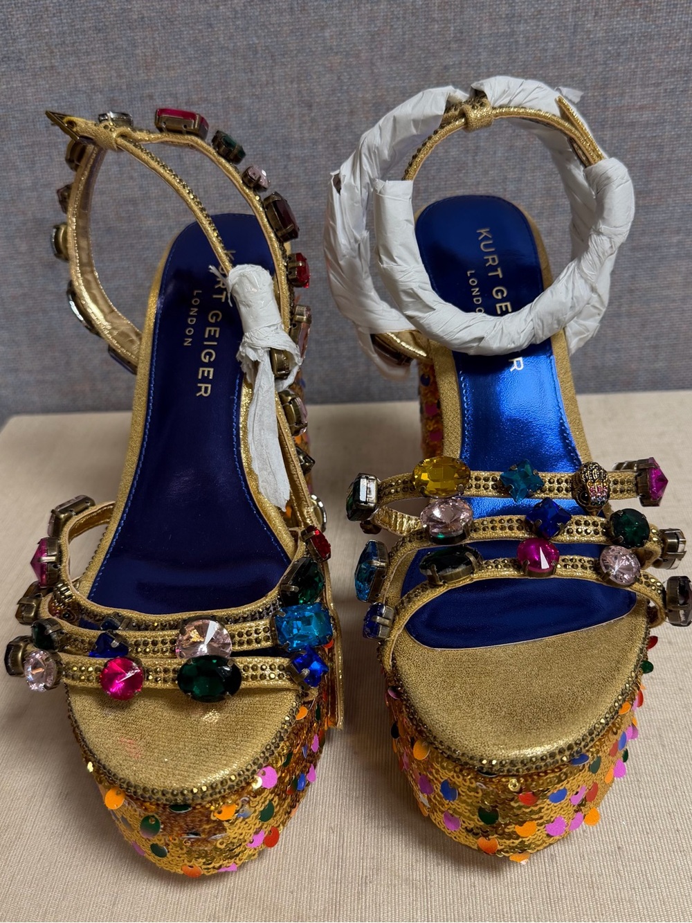 Kurt Geiger Jewel Platform Sandals Sz 7.5 NIB
